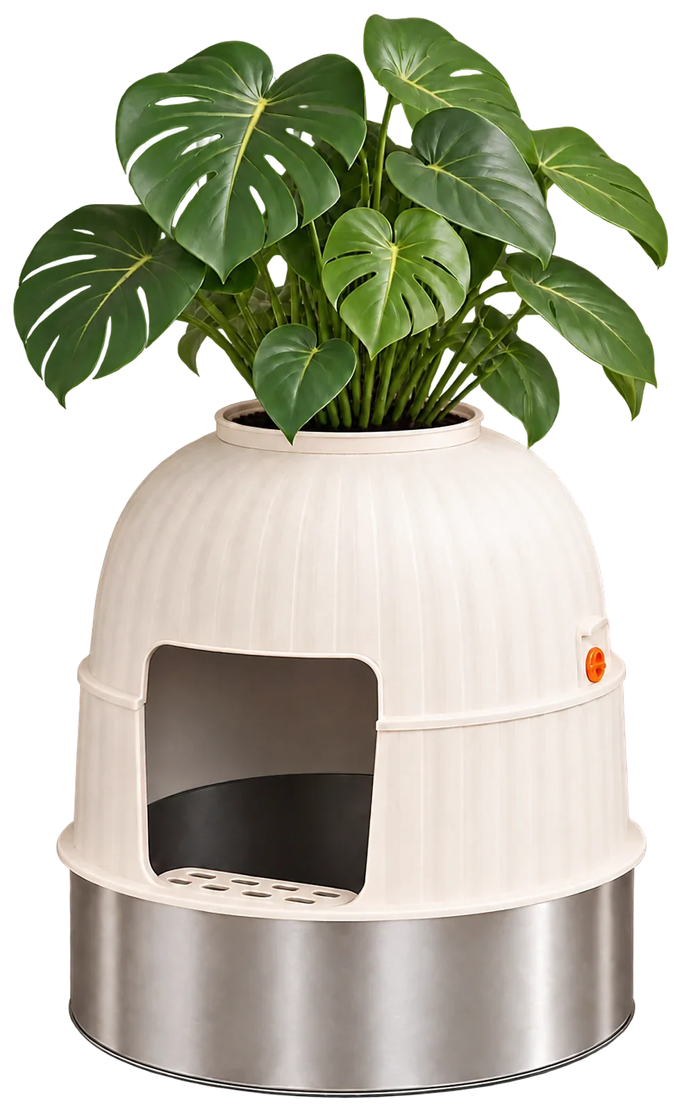 The Hidden Planter Litter Box with a plant in the top